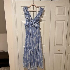 Fit and flare ruffled maxi dress
